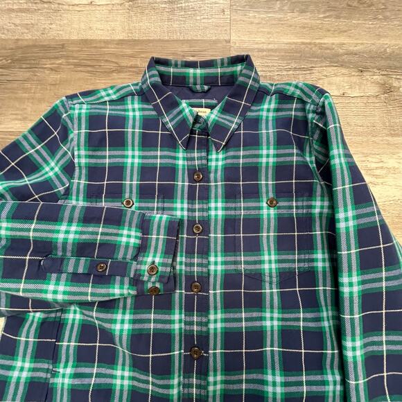 L.L Bean Green Blue Mens L Plaid Tartan Shacket Quilted Lined Button Up Jacket - Picture 2 of 9